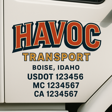 Custom Designed USDOT (DOT) Truck Door Lettering Decal Signs | Graphic Designed USDOT Lettering For Semi-Trucks, Work Trucks & Box Trucks | Add Your Trucking Name, USDOT, MC, CA, KYU, GVW & VIN (2-Pack)