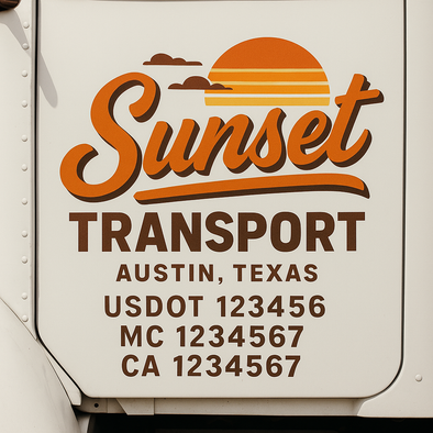 Custom Designed USDOT (DOT) Truck Door Lettering Decal Signs | Graphic Designed USDOT Lettering For Semi-Trucks, Work Trucks & Box Trucks | Add Your Trucking Name, USDOT, MC, CA, KYU, GVW & VIN (2-Pack)