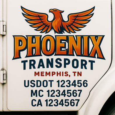 Custom Designed USDOT (DOT) Truck Door Lettering Decal Signs | Graphic Designed USDOT Lettering For Semi-Trucks, Work Trucks & Box Trucks | Add Your Trucking Name, USDOT, MC, CA, KYU, GVW & VIN (2-Pack)
