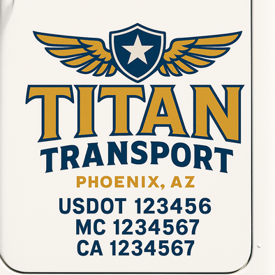 Custom Designed USDOT (DOT) Truck Door Lettering Decal Signs | Graphic Designed USDOT Lettering For Semi-Trucks, Work Trucks & Box Trucks | Add Your Trucking Name, USDOT, MC, CA, KYU, GVW & VIN (2-Pack)
