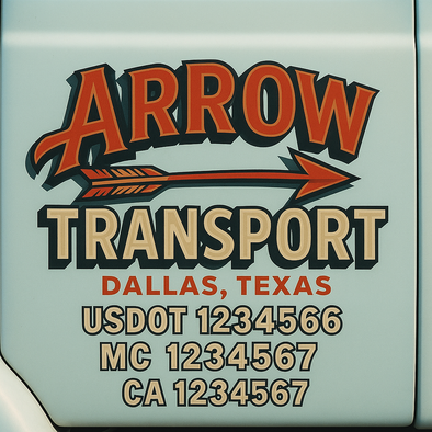Custom Designed USDOT (DOT) Truck Door Lettering Decal Signs | Graphic Designed USDOT Lettering For Semi-Trucks, Work Trucks & Box Trucks | Add Your Trucking Name, USDOT, MC, CA, KYU, GVW & VIN (2-Pack)