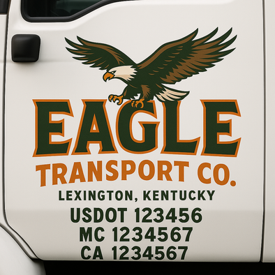 Custom Designed USDOT (DOT) Truck Door Lettering Decal Signs | Graphic Designed USDOT Lettering For Semi-Trucks, Work Trucks & Box Trucks | Add Your Trucking Name, USDOT, MC, CA, KYU, GVW & VIN (2-Pack)
