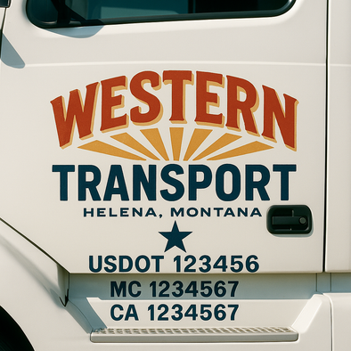 Custom Designed USDOT (DOT) Truck Door Lettering Decal Signs | Graphic Designed USDOT Lettering For Semi-Trucks, Work Trucks & Box Trucks | Add Your Trucking Name, USDOT, MC, CA, KYU, GVW & VIN (2-Pack)
