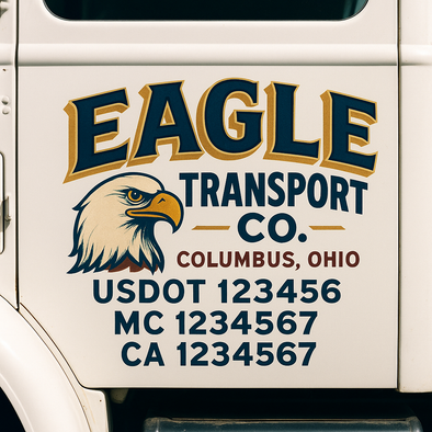 Custom Designed USDOT (DOT) Truck Door Lettering Decal Signs | Graphic Designed USDOT Lettering For Semi-Trucks, Work Trucks & Box Trucks | Add Your Trucking Name, USDOT, MC, CA, KYU, GVW & VIN (2-Pack)