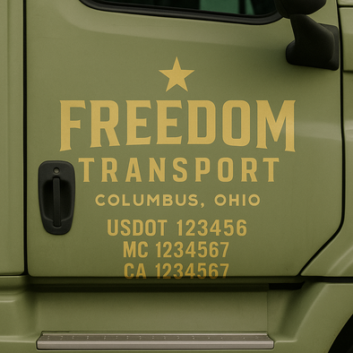 Custom Designed USDOT (DOT) Truck Door Lettering Decal Signs | Graphic Designed USDOT Lettering For Semi-Trucks, Work Trucks & Box Trucks | Add Your Trucking Name, USDOT, MC, CA, KYU, GVW & VIN (2-Pack)