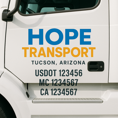 Custom Designed USDOT (DOT) Truck Door Lettering Decal Signs | Graphic Designed USDOT Lettering For Semi-Trucks, Work Trucks & Box Trucks | Add Your Trucking Name, USDOT, MC, CA, KYU, GVW & VIN (2-Pack)