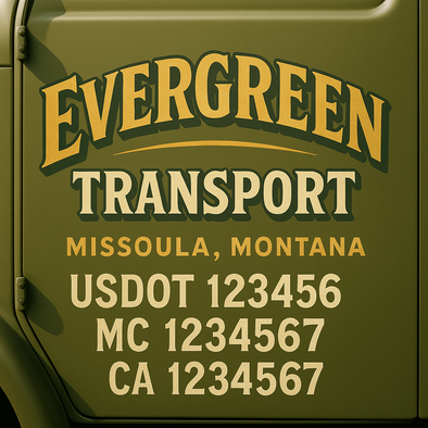Custom Designed USDOT (DOT) Truck Door Lettering Decal Signs | Graphic Designed USDOT Lettering For Semi-Trucks, Work Trucks & Box Trucks | Add Your Trucking Name, USDOT, MC, CA, KYU, GVW & VIN (2-Pack)
