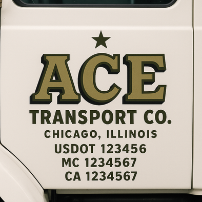 Custom Designed USDOT (DOT) Truck Door Lettering Decal Signs | Graphic Designed USDOT Lettering For Semi-Trucks, Work Trucks & Box Trucks | Add Your Trucking Name, USDOT, MC, CA, KYU, GVW & VIN (2-Pack)