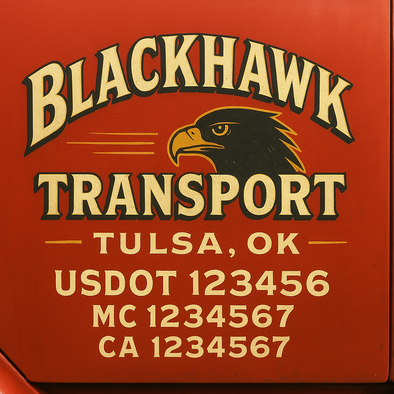 Custom Designed USDOT (DOT) Truck Door Lettering Decal Signs | Graphic Designed USDOT Lettering For Semi-Trucks, Work Trucks & Box Trucks | Add Your Trucking Name, USDOT, MC, CA, KYU, GVW & VIN (2-Pack)