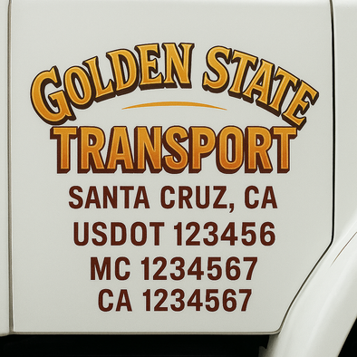 Custom Designed USDOT (DOT) Truck Door Lettering Decal Signs | Graphic Designed USDOT Lettering For Semi-Trucks, Work Trucks & Box Trucks | Add Your Trucking Name, USDOT, MC, CA, KYU, GVW & VIN (2-Pack)
