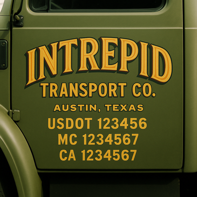 Custom Designed USDOT (DOT) Truck Door Lettering Decal Signs | Graphic Designed USDOT Lettering For Semi-Trucks, Work Trucks & Box Trucks | Add Your Trucking Name, USDOT, MC, CA, KYU, GVW & VIN (2-Pack)