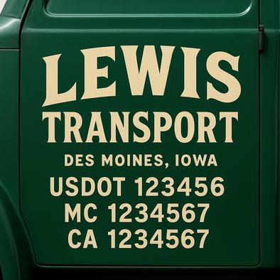 Custom Designed USDOT (DOT) Truck Door Lettering Decal Signs | Graphic Designed USDOT Lettering For Semi-Trucks, Work Trucks & Box Trucks | Add Your Trucking Name, USDOT, MC, CA, KYU, GVW & VIN (2-Pack)
