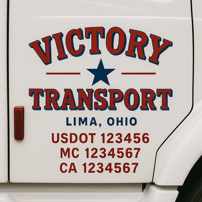 Custom Designed USDOT (DOT) Truck Door Lettering Decal Signs | Graphic Designed USDOT Lettering For Semi-Trucks, Work Trucks & Box Trucks | Add Your Trucking Name, USDOT, MC, CA, KYU, GVW & VIN (2-Pack)