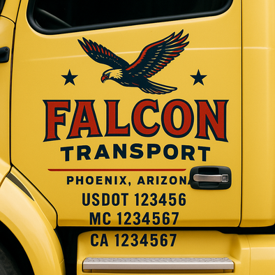Custom Designed USDOT (DOT) Truck Door Lettering Decal Signs | Graphic Designed USDOT Lettering For Semi-Trucks, Work Trucks & Box Trucks | Add Your Trucking Name, USDOT, MC, CA, KYU, GVW & VIN (2-Pack)