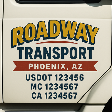 Custom Designed USDOT (DOT) Truck Door Lettering Decal Signs | Graphic Designed USDOT Lettering For Semi-Trucks, Work Trucks & Box Trucks | Add Your Trucking Name, USDOT, MC, CA, KYU, GVW & VIN (2-Pack)