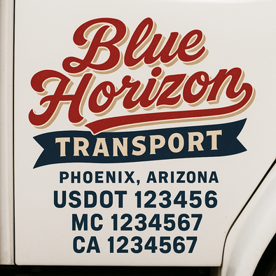 Custom Designed USDOT (DOT) Truck Door Lettering Decal Signs | Graphic Designed USDOT Lettering For Semi-Trucks, Work Trucks & Box Trucks | Add Your Trucking Name, USDOT, MC, CA, KYU, GVW & VIN (2-Pack)