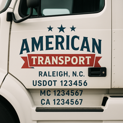 Custom Designed USDOT (DOT) Truck Door Lettering Decal Signs | Graphic Designed USDOT Lettering For Semi-Trucks, Work Trucks & Box Trucks | Add Your Trucking Name, USDOT, MC, CA, KYU, GVW & VIN (2-Pack)