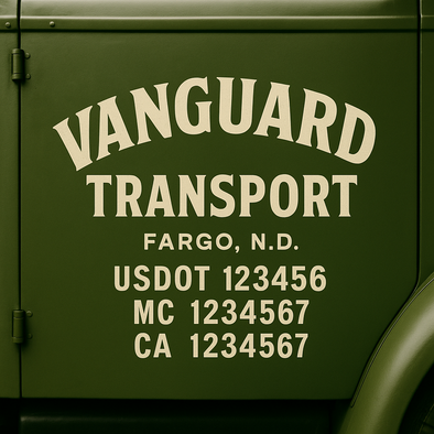 Custom Designed USDOT (DOT) Truck Door Lettering Decal Signs | Graphic Designed USDOT Lettering For Semi-Trucks, Work Trucks & Box Trucks | Add Your Trucking Name, USDOT, MC, CA, KYU, GVW & VIN (2-Pack)