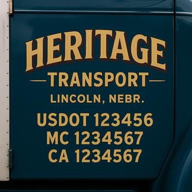 Custom Designed USDOT (DOT) Truck Door Lettering Decal Signs | Graphic Designed USDOT Lettering For Semi-Trucks, Work Trucks & Box Trucks | Add Your Trucking Name, USDOT, MC, CA, KYU, GVW & VIN (2-Pack)