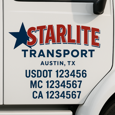 Custom Designed USDOT (DOT) Truck Door Lettering Decal Signs | Graphic Designed USDOT Lettering For Semi-Trucks, Work Trucks & Box Trucks | Add Your Trucking Name, USDOT, MC, CA, KYU, GVW & VIN (2-Pack)