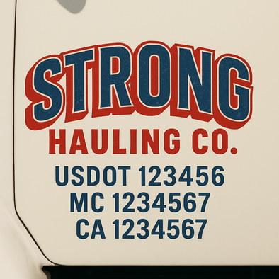 Custom Designed USDOT (DOT) Truck Door Lettering Decal Signs | Graphic Designed USDOT Lettering For Semi-Trucks, Work Trucks & Box Trucks | Add Your Trucking Name, USDOT, MC, CA, KYU, GVW & VIN (2-Pack)