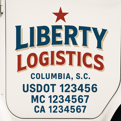 Custom Designed USDOT (DOT) Truck Door Lettering Decal Signs | Graphic Designed USDOT Lettering For Semi-Trucks, Work Trucks & Box Trucks | Add Your Trucking Name, USDOT, MC, CA, KYU, GVW & VIN (2-Pack)