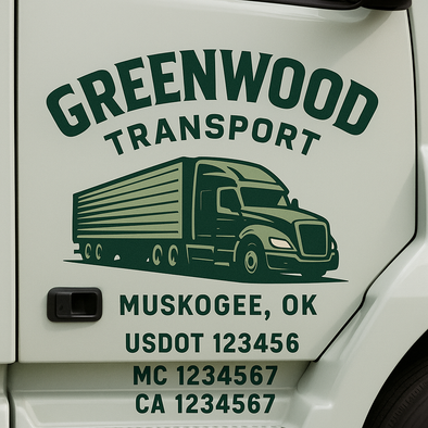 Custom Designed USDOT (DOT) Truck Door Lettering Decal Signs | Graphic Designed USDOT Lettering For Semi-Trucks, Work Trucks & Box Trucks | Add Your Trucking Name, USDOT, MC, CA, KYU, GVW & VIN (2-Pack)