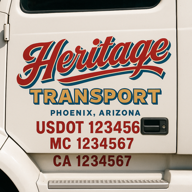 Custom Designed USDOT (DOT) Truck Door Lettering Decal Signs | Graphic Designed USDOT Lettering For Semi-Trucks, Work Trucks & Box Trucks | Add Your Trucking Name, USDOT, MC, CA, KYU, GVW & VIN (2-Pack)