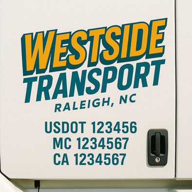 Custom Designed USDOT (DOT) Truck Door Lettering Decal Signs | Graphic Designed USDOT Lettering For Semi-Trucks, Work Trucks & Box Trucks | Add Your Trucking Name, USDOT, MC, CA, KYU, GVW & VIN (2-Pack)