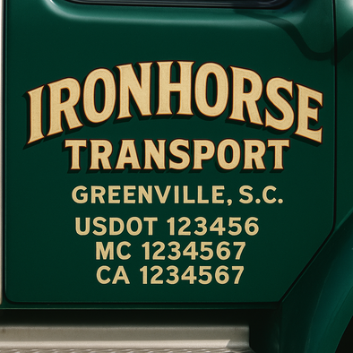 Custom Designed USDOT (DOT) Truck Door Lettering Decal Signs | Graphic Designed USDOT Lettering For Semi-Trucks, Work Trucks & Box Trucks | Add Your Trucking Name, USDOT, MC, CA, KYU, GVW & VIN (2-Pack)
