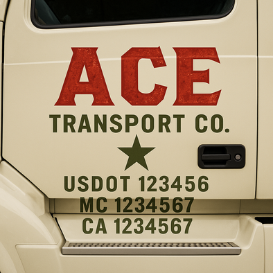 Custom Designed USDOT (DOT) Truck Door Lettering Decal Signs | Graphic Designed USDOT Lettering For Semi-Trucks, Work Trucks & Box Trucks | Add Your Trucking Name, USDOT, MC, CA, KYU, GVW & VIN (2-Pack)