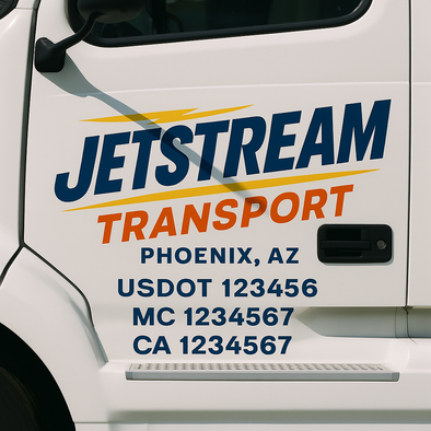 Custom Designed USDOT (DOT) Truck Door Lettering Decal Signs | Graphic Designed USDOT Lettering For Semi-Trucks, Work Trucks & Box Trucks | Add Your Trucking Name, USDOT, MC, CA, KYU, GVW & VIN (2-Pack)