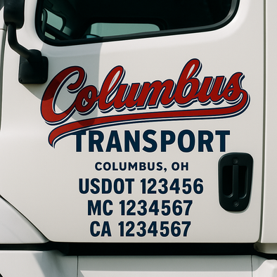 Custom Designed USDOT (DOT) Truck Door Lettering Decal Signs | Graphic Designed USDOT Lettering For Semi-Trucks, Work Trucks & Box Trucks | Add Your Trucking Name, USDOT, MC, CA, KYU, GVW & VIN (2-Pack)