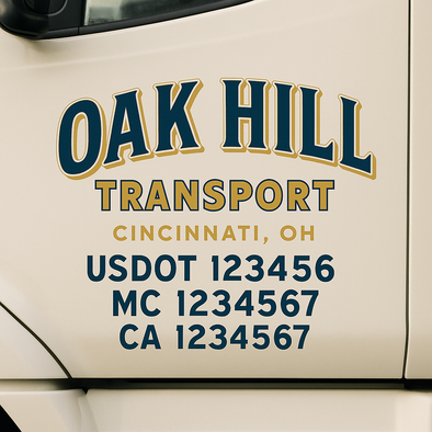 Custom Designed USDOT (DOT) Truck Door Lettering Decal Signs | Graphic Designed USDOT Lettering For Semi-Trucks, Work Trucks & Box Trucks | Add Your Trucking Name, USDOT, MC, CA, KYU, GVW & VIN (2-Pack)