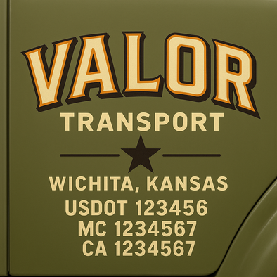 Custom Designed USDOT (DOT) Truck Door Lettering Decal Signs | Graphic Designed USDOT Lettering For Semi-Trucks, Work Trucks & Box Trucks | Add Your Trucking Name, USDOT, MC, CA, KYU, GVW & VIN (2-Pack)
