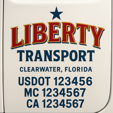 Custom Designed USDOT (DOT) Truck Door Lettering Decal Signs | Graphic Designed USDOT Lettering For Semi-Trucks, Work Trucks & Box Trucks | Add Your Trucking Name, USDOT, MC, CA, KYU, GVW & VIN (2-Pack)