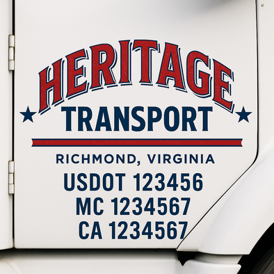 Custom Designed USDOT (DOT) Truck Door Lettering Decal Signs | Graphic Designed USDOT Lettering For Semi-Trucks, Work Trucks & Box Trucks | Add Your Trucking Name, USDOT, MC, CA, KYU, GVW & VIN (2-Pack)
