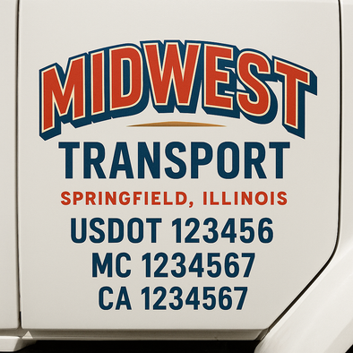 Custom Designed USDOT (DOT) Truck Door Lettering Decal Signs | Graphic Designed USDOT Lettering For Semi-Trucks, Work Trucks & Box Trucks | Add Your Trucking Name, USDOT, MC, CA, KYU, GVW & VIN (2-Pack)