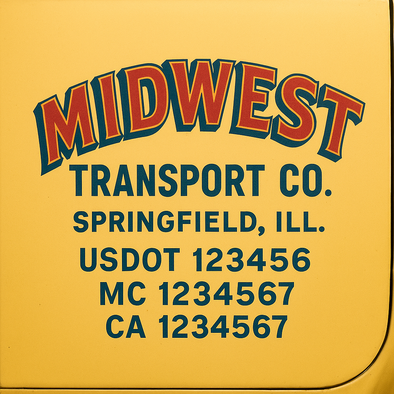 Custom Designed USDOT (DOT) Truck Door Lettering Decal Signs | Graphic Designed USDOT Lettering For Semi-Trucks, Work Trucks & Box Trucks | Add Your Trucking Name, USDOT, MC, CA, KYU, GVW & VIN (2-Pack)