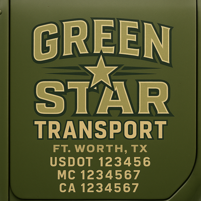 Custom Designed USDOT (DOT) Truck Door Lettering Decal Signs | Graphic Designed USDOT Lettering For Semi-Trucks, Work Trucks & Box Trucks | Add Your Trucking Name, USDOT, MC, CA, KYU, GVW & VIN (2-Pack)