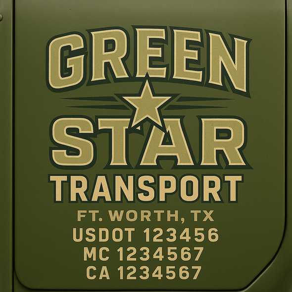 Custom Designed USDOT (DOT) Truck Door Lettering Decal Signs | Graphic Designed USDOT Lettering For Semi-Trucks, Work Trucks & Box Trucks | Add Your Trucking Name, USDOT, MC, CA, KYU, GVW & VIN (2-Pack)