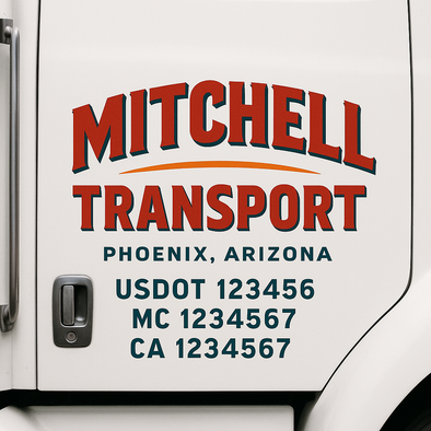 Custom Designed USDOT (DOT) Truck Door Lettering Decal Signs | Graphic Designed USDOT Lettering For Semi-Trucks, Work Trucks & Box Trucks | Add Your Trucking Name, USDOT, MC, CA, KYU, GVW & VIN (2-Pack)