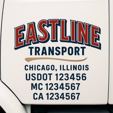 Custom Designed USDOT (DOT) Truck Door Lettering Decal Signs | Graphic Designed USDOT Lettering For Semi-Trucks, Work Trucks & Box Trucks | Add Your Trucking Name, USDOT, MC, CA, KYU, GVW & VIN (2-Pack)