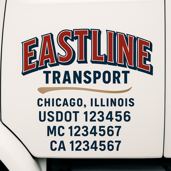 Custom Designed USDOT (DOT) Truck Door Lettering Decal Signs | Graphic Designed USDOT Lettering For Semi-Trucks, Work Trucks & Box Trucks | Add Your Trucking Name, USDOT, MC, CA, KYU, GVW & VIN (2-Pack)