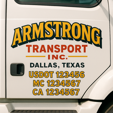 Custom Designed USDOT (DOT) Truck Door Lettering Decal Signs | Graphic Designed USDOT Lettering For Semi-Trucks, Work Trucks & Box Trucks | Add Your Trucking Name, USDOT, MC, CA, KYU, GVW & VIN (2-Pack)