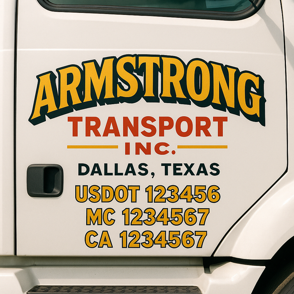 Custom Designed USDOT (DOT) Truck Door Lettering Decal Signs | Graphic Designed USDOT Lettering For Semi-Trucks, Work Trucks & Box Trucks | Add Your Trucking Name, USDOT, MC, CA, KYU, GVW & VIN (2-Pack)