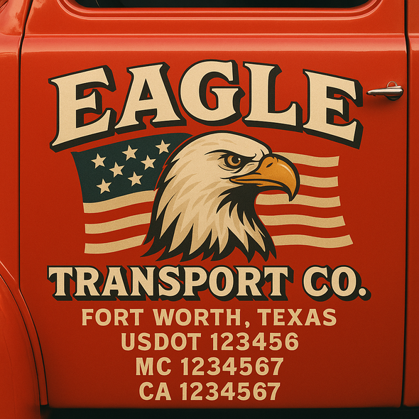 Custom Designed USDOT (DOT) Truck Door Lettering Decal Signs | Graphic Designed USDOT Lettering For Semi-Trucks, Work Trucks & Box Trucks | Add Your Trucking Name, USDOT, MC, CA, KYU, GVW & VIN (2-Pack)
