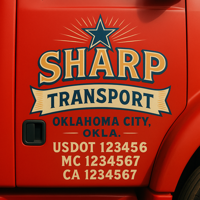 Custom Designed USDOT (DOT) Truck Door Lettering Decal Signs | Graphic Designed USDOT Lettering For Semi-Trucks, Work Trucks & Box Trucks | Add Your Trucking Name, USDOT, MC, CA, KYU, GVW & VIN (2-Pack)