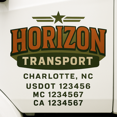 Custom Designed USDOT (DOT) Truck Door Lettering Decal Signs | Graphic Designed USDOT Lettering For Semi-Trucks, Work Trucks & Box Trucks | Add Your Trucking Name, USDOT, MC, CA, KYU, GVW & VIN (2-Pack)