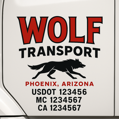 Custom Designed USDOT (DOT) Truck Door Lettering Decal Signs | Graphic Designed USDOT Lettering For Semi-Trucks, Work Trucks & Box Trucks | Add Your Trucking Name, USDOT, MC, CA, KYU, GVW & VIN (2-Pack)
